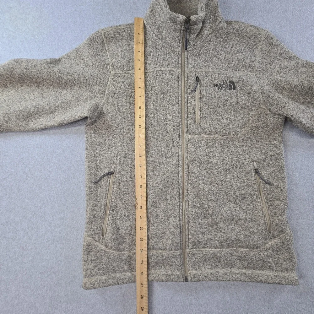 The North Face Jacket Mens S Beige Flecked Fleece Full Zip‎ Lined Pockets